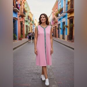 Pink and Green Midi Dress NET stretchy material size M